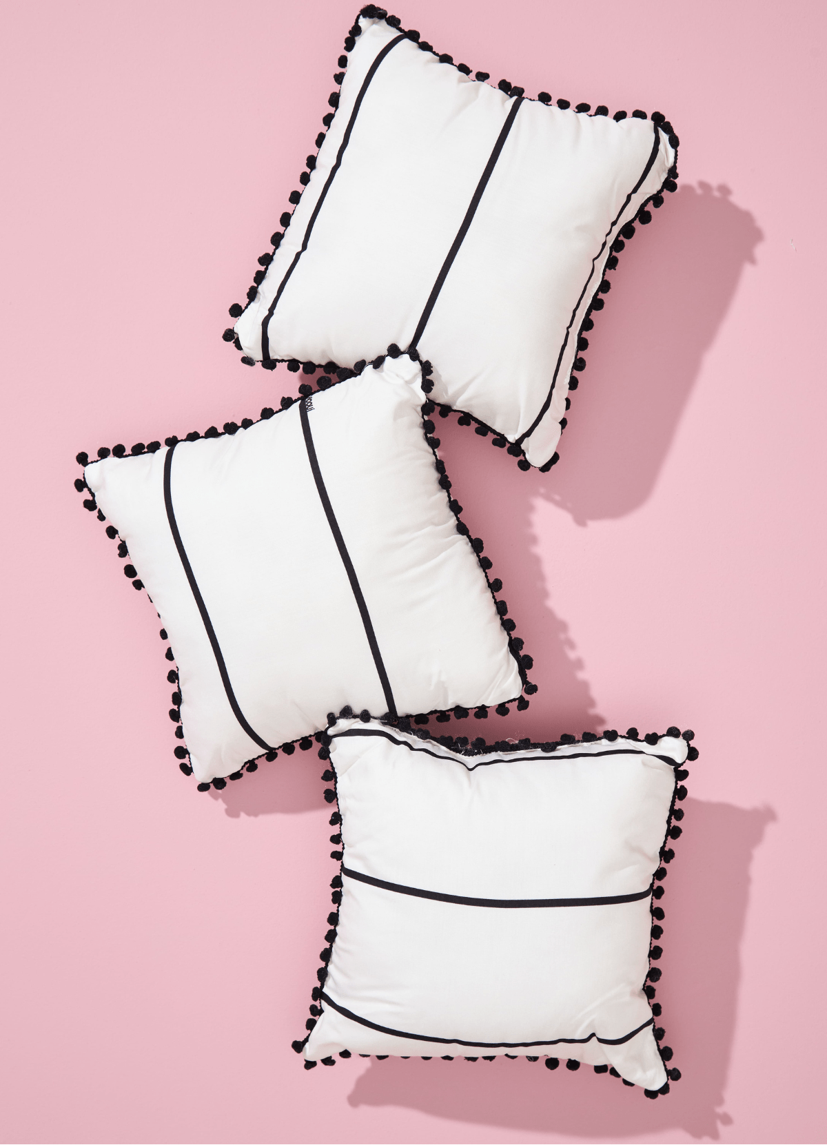 Pompom Cushion - Onyx Stripes - MOOUI Barcelona
