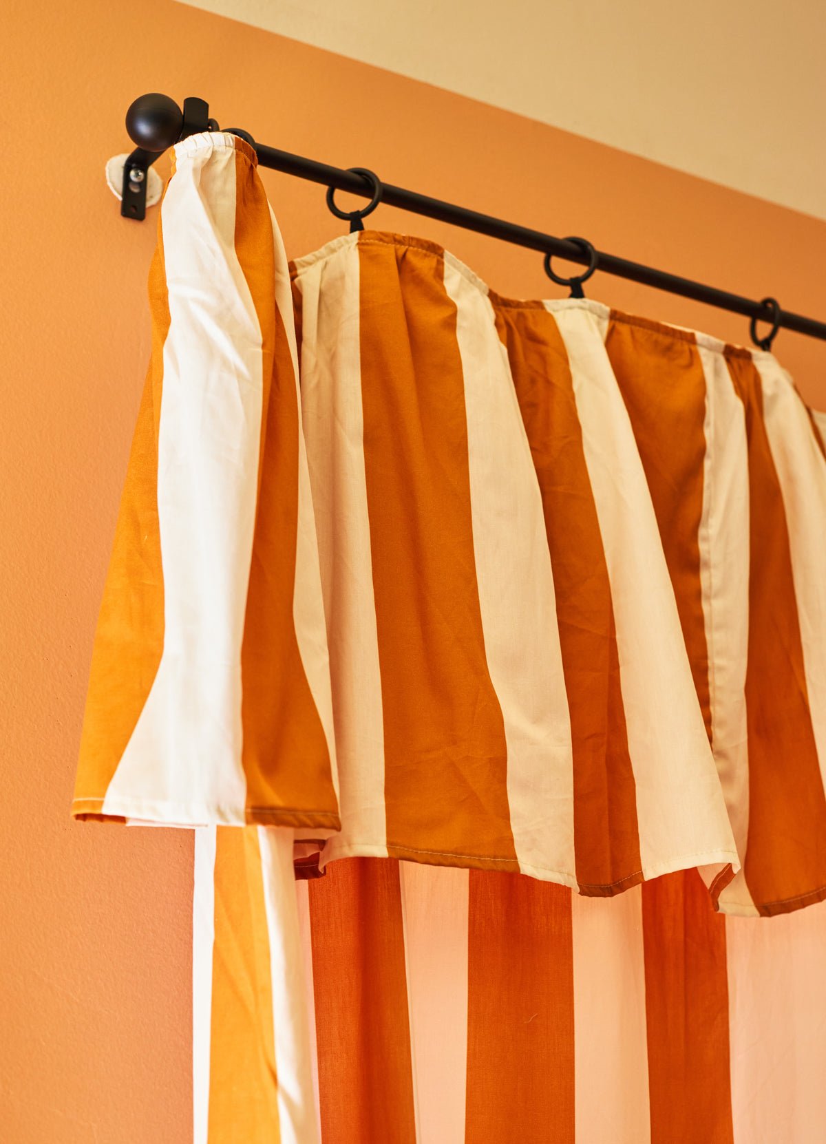 Curtain Ruffled Caramel Stripes - MOOUI Barcelona