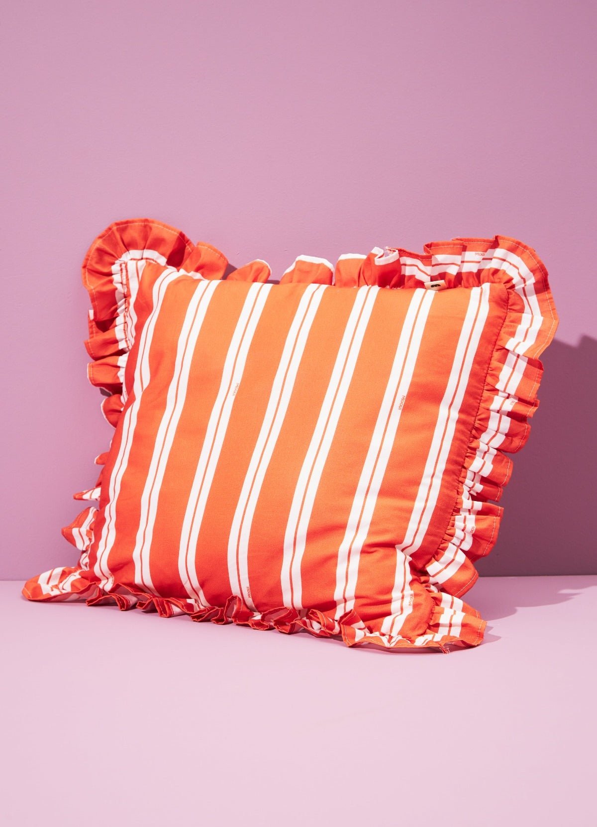 Cushion Ruffled - Carmine Stripes - MOOUI Barcelona