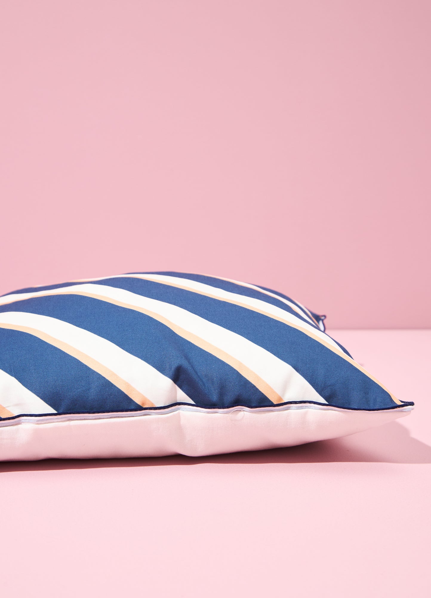 Cushion With Piping - Navy Diagonal Stripe - MOOUI Barcelona