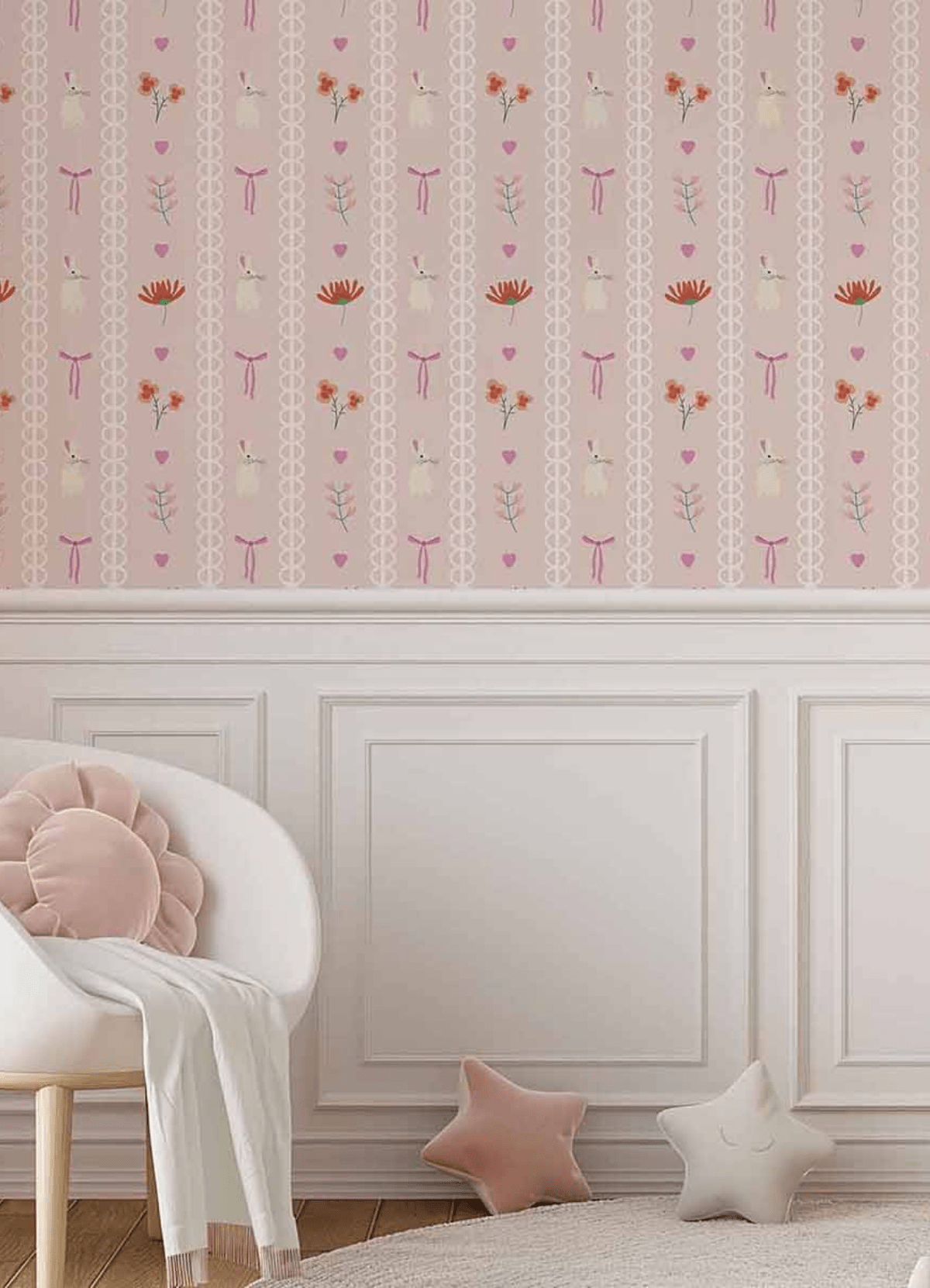 Papel de Parede Infantil - Flores e Coelhinhos - MOOUI BRASIL SL