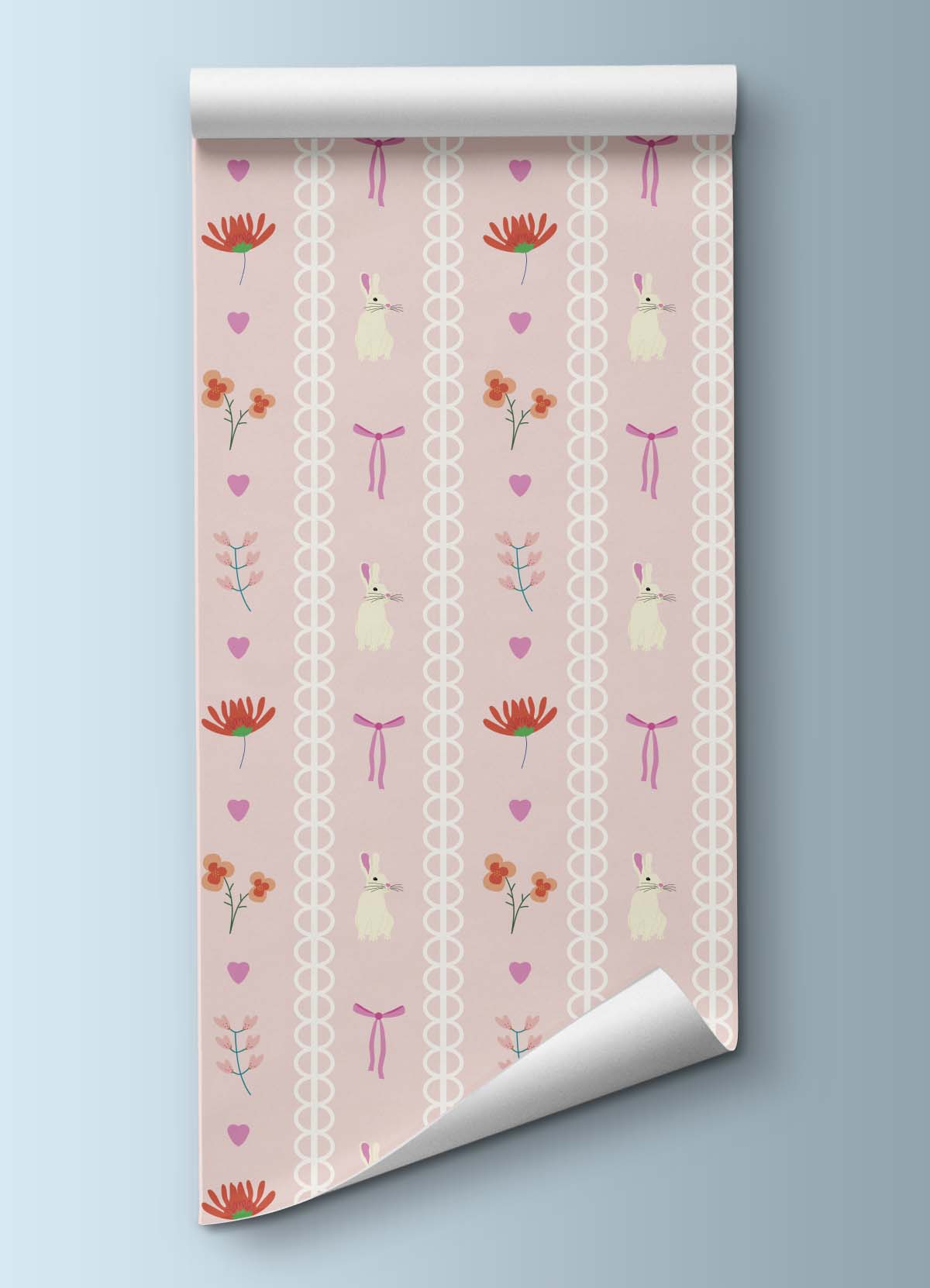 Papel de Parede Infantil - Flores e Coelhinhos - MOOUI BRASIL SL