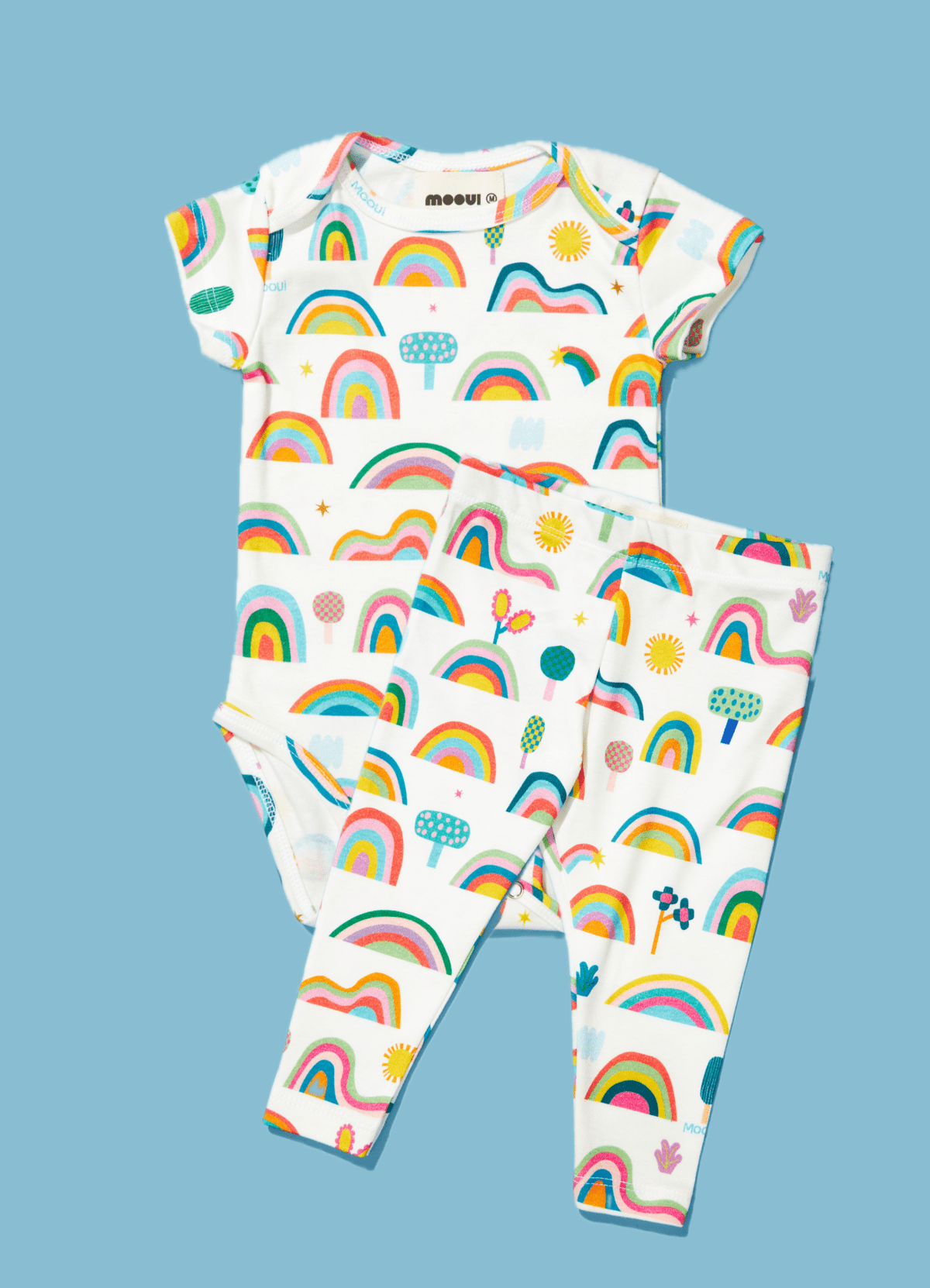 Shortsleeved Bodysuit Set - Fantastic Rainbow - MOOUI Barcelona