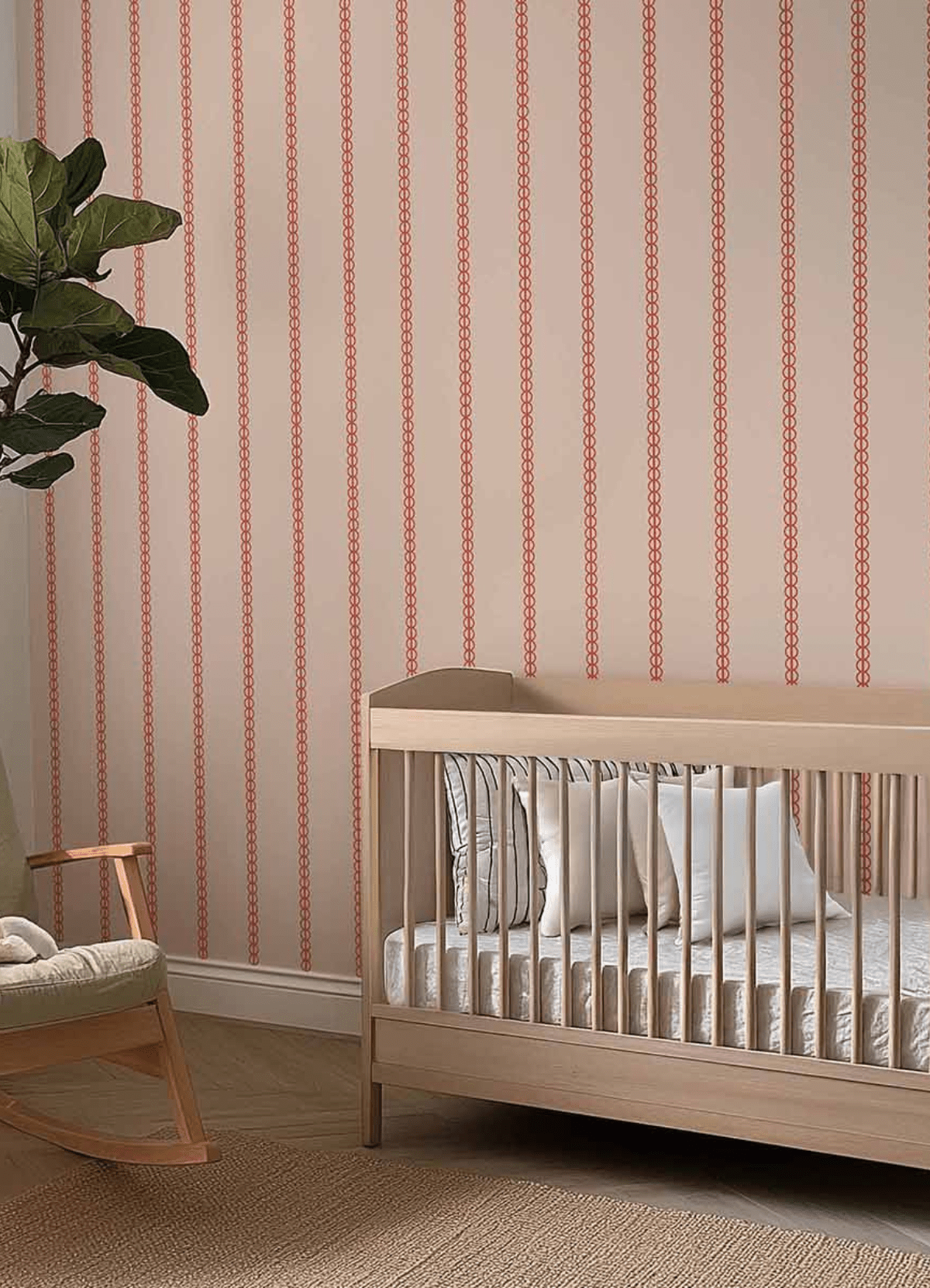 Wallpaper - Red Ornamental Stripes - MOOUI BRASIL SL