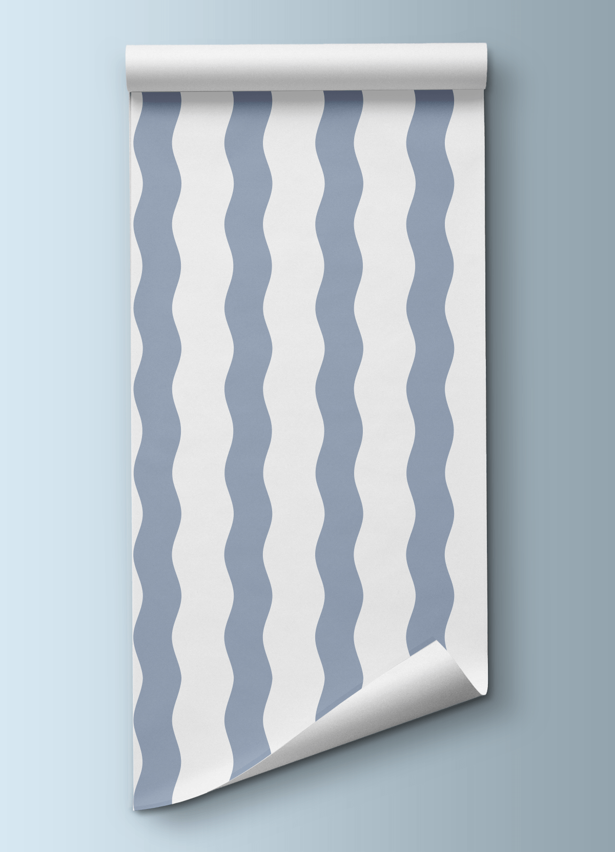 Wallpaper - Wavy Blue Stripes - MOOUI Barcelona