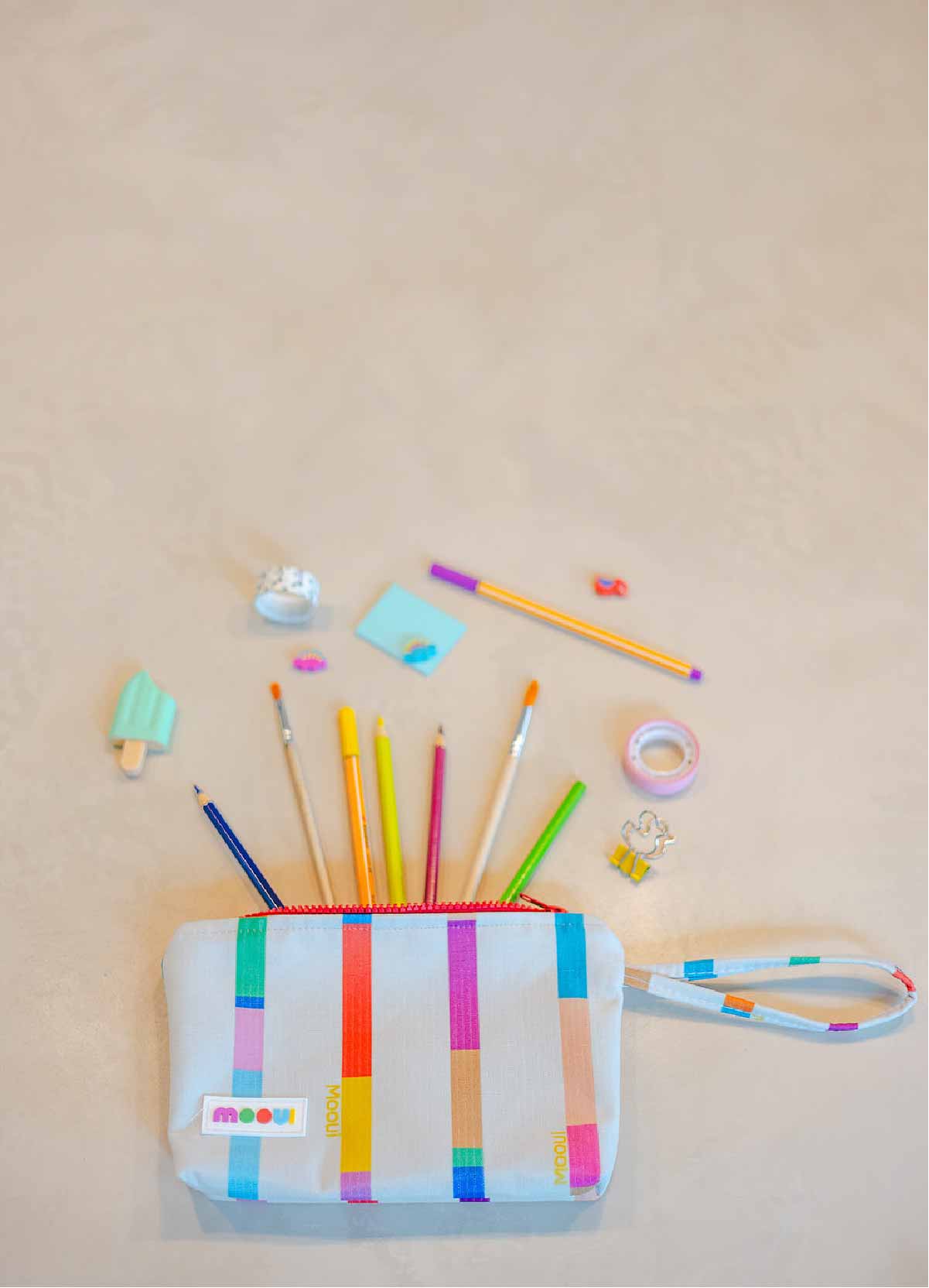 Water - Resistant Small Toiletry Bag - Coloring Pencils - MOOUI Barcelona